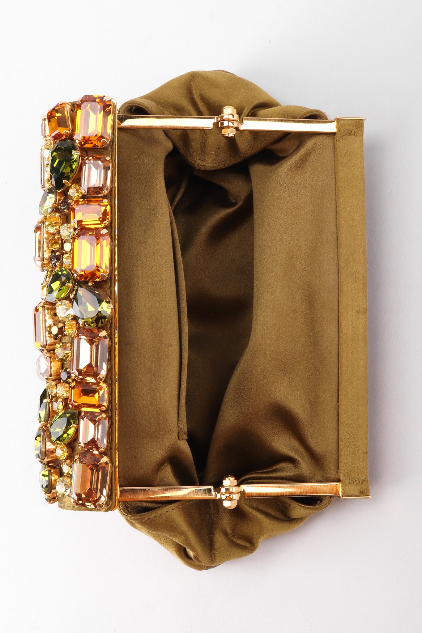 Recess Los Angeles Vintage Prada Jeweled Satin Frame Evening Clutch