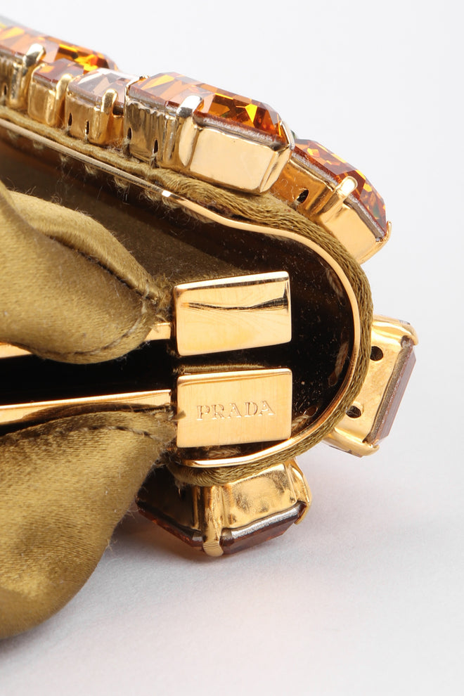 Recess Los Angeles Vintage Prada Jeweled Satin Frame Evening Clutch