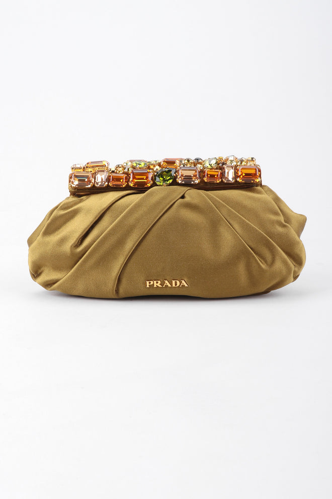 Recess Los Angeles Vintage Prada Jeweled Satin Frame Evening Clutch