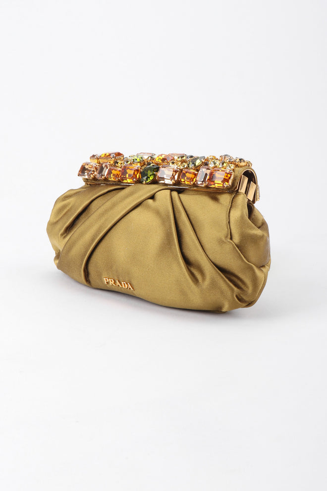 Recess Los Angeles Vintage Prada Jeweled Satin Frame Evening Clutch