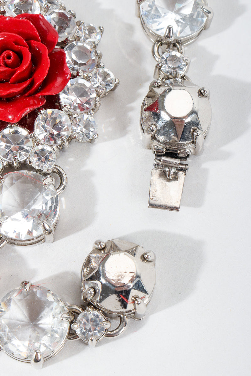 Vintage Prada Crystal Resin Rose Bib Necklace SS 2012 clasp detail