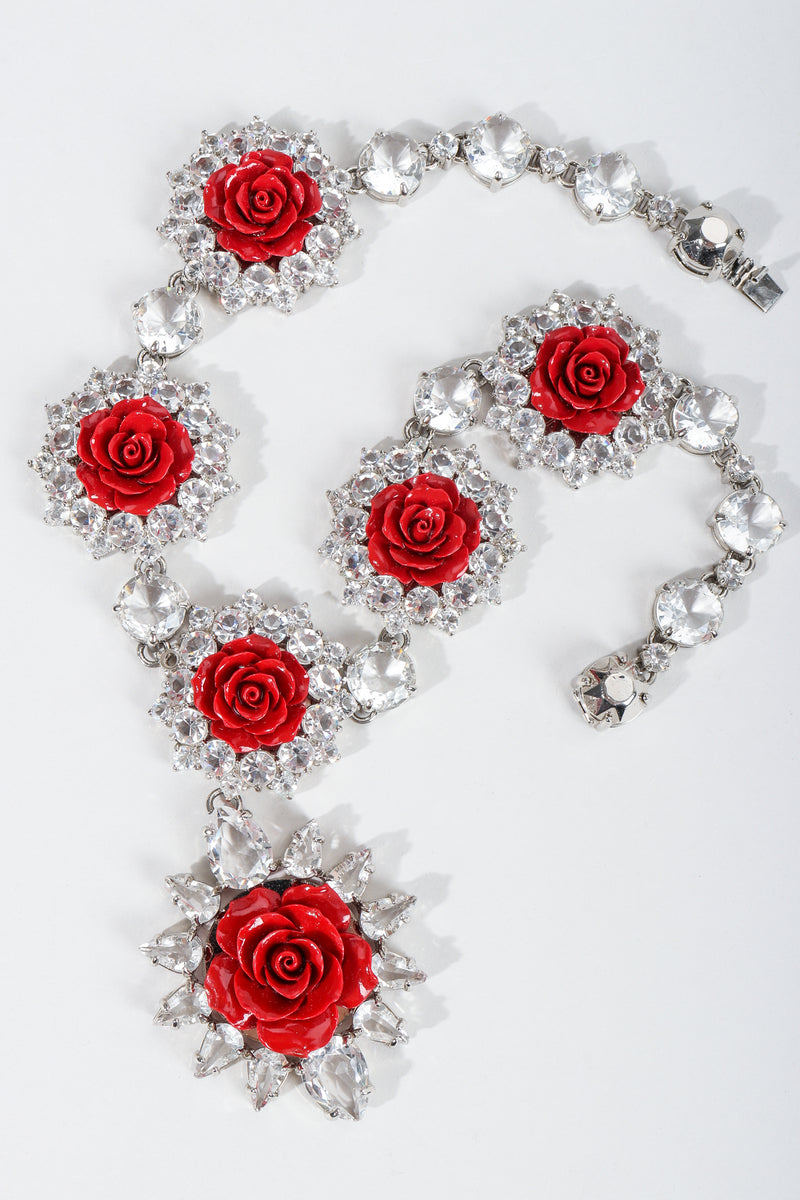 Vintage Prada Crystal Resin Rose Bib Necklace SS 2012 at Recess Los Angeles