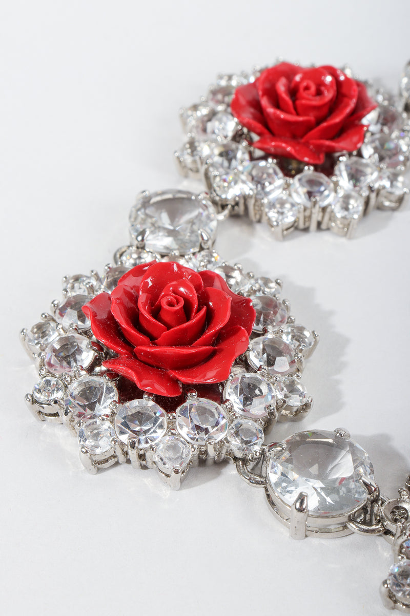 Vintage Prada Crystal Resin Rose Bib Necklace SS 2012 detail