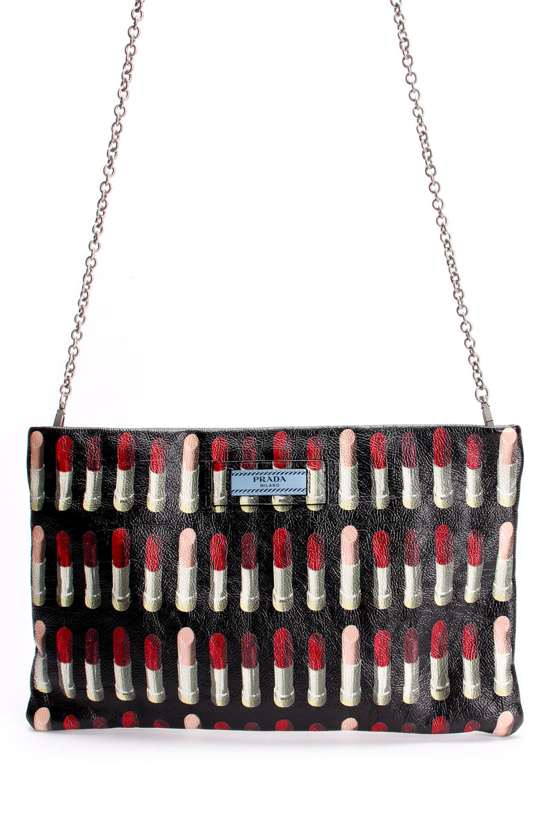 Prada AW 2018 Lipstick Print Leather Convertible Clutch front at Recess Los Angeles