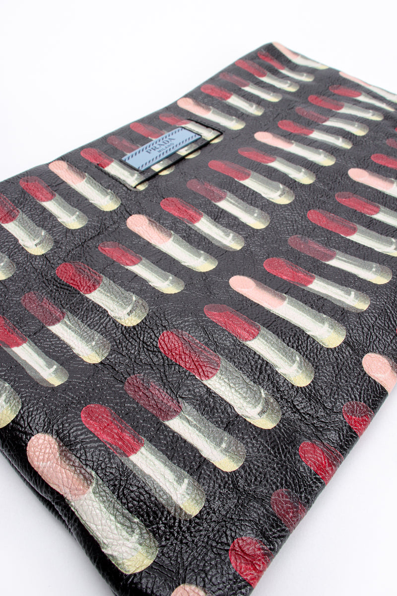 Prada AW 2018 Lipstick Print Leather Convertible Clutch detail at Recess Los Angeles