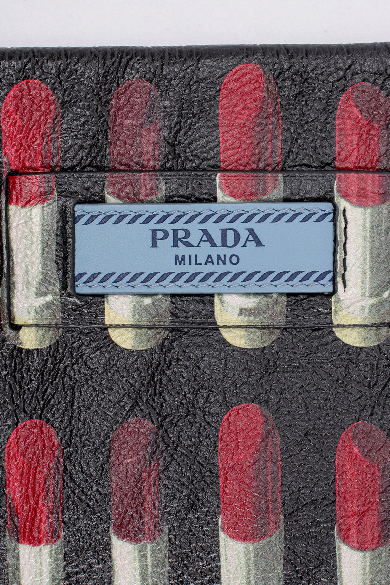 Prada AW 2018 Lipstick Print Leather Convertible Clutch label at Recess Los Angeles