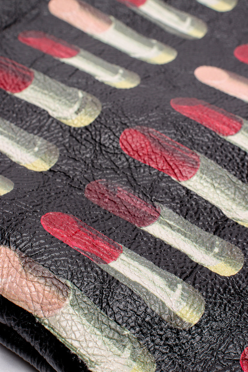 Prada AW 2018 Lipstick Print Leather Convertible Clutch texture detail at Recess Los Angeles