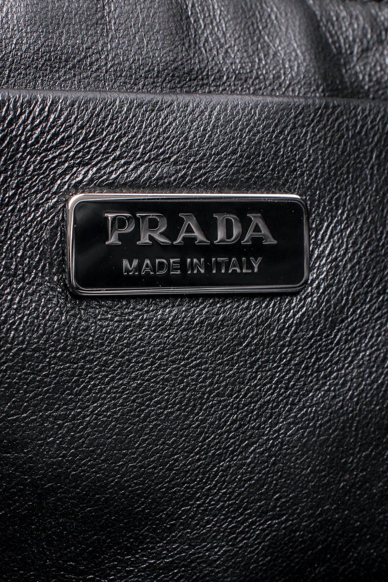 Prada AW 2018 Lipstick Print Leather Convertible Clutch logo plate at Recess Los Angeles