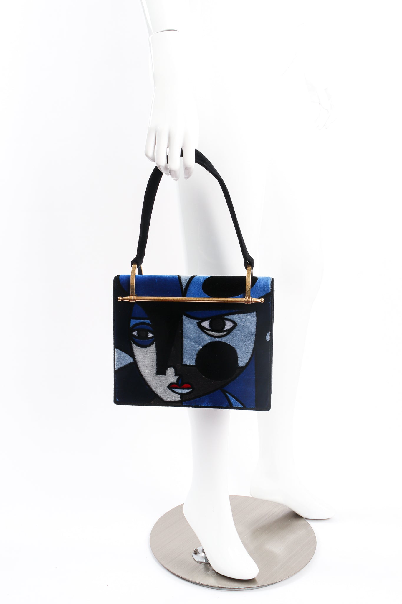 Prada A/W 2017 Cubist Velvet Face Picasso Pionnière Bag on mannequin @ Recess Los Angeles