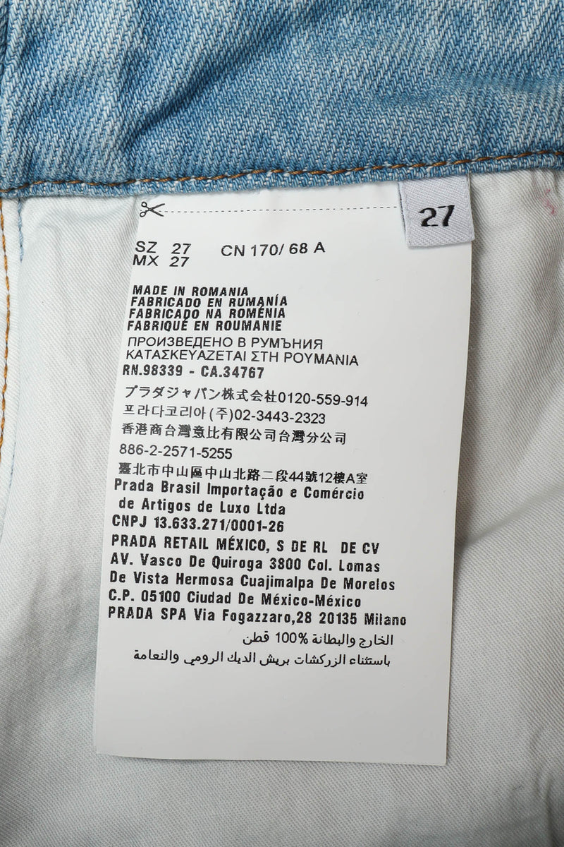 2017 Prada S/S Ostrich Feather Denim Pant care tag @ Recess Los Angeles