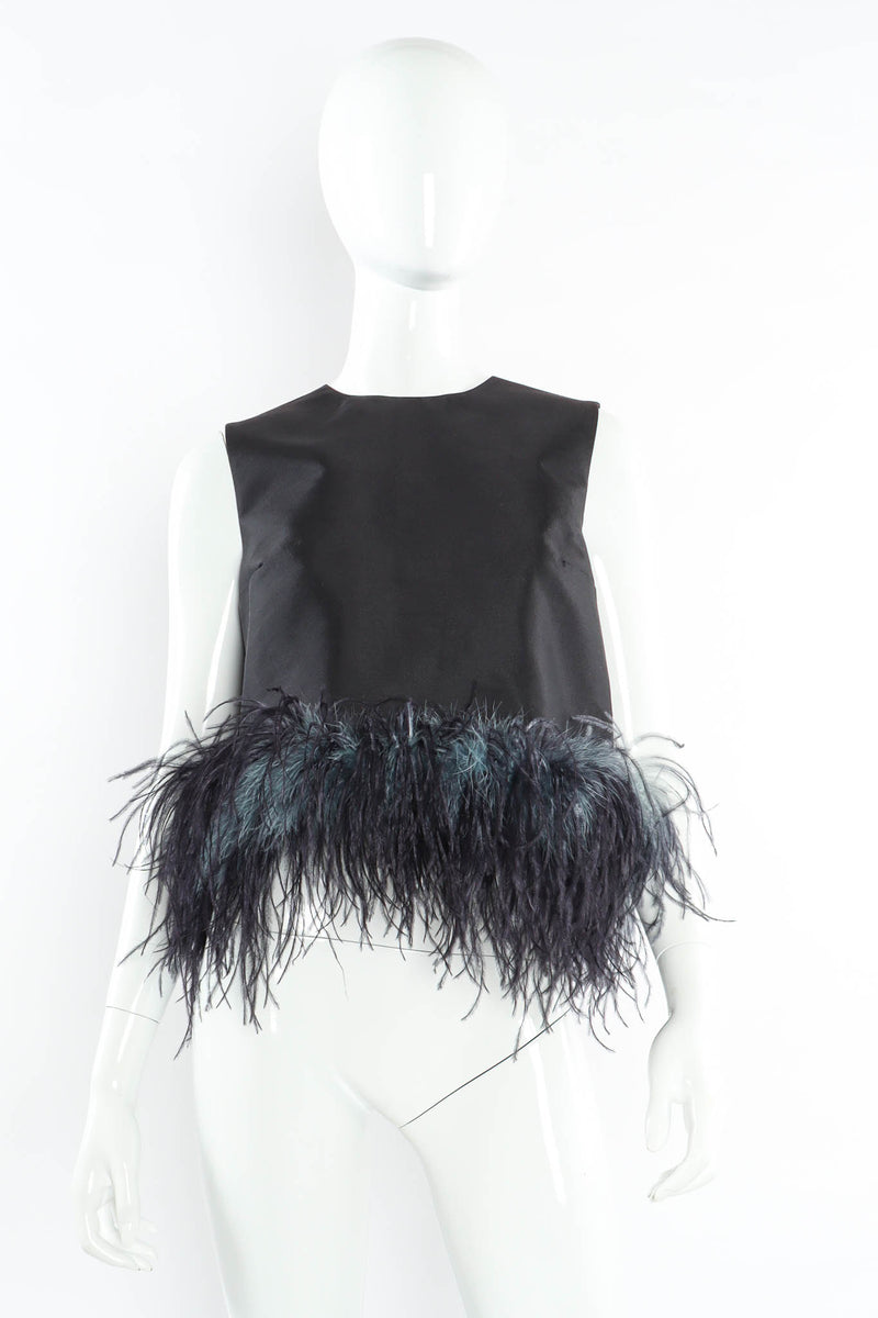 2017 Prada S/S Ostrich Feather Top mannequin front @ Recess Los Angeles