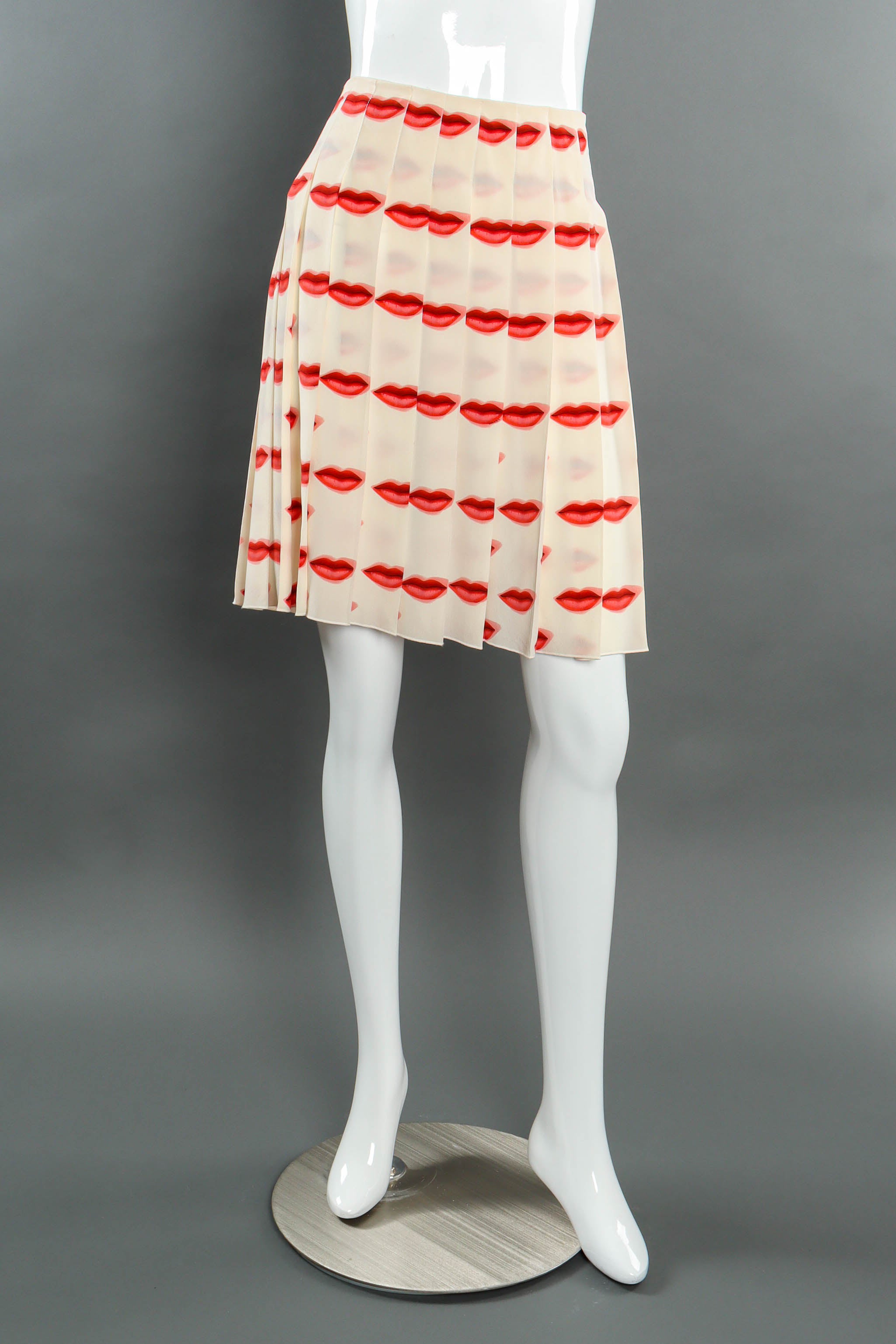 Vintage Prada Lip Service Print Skirt mannequin front @ Recess Los Angeles