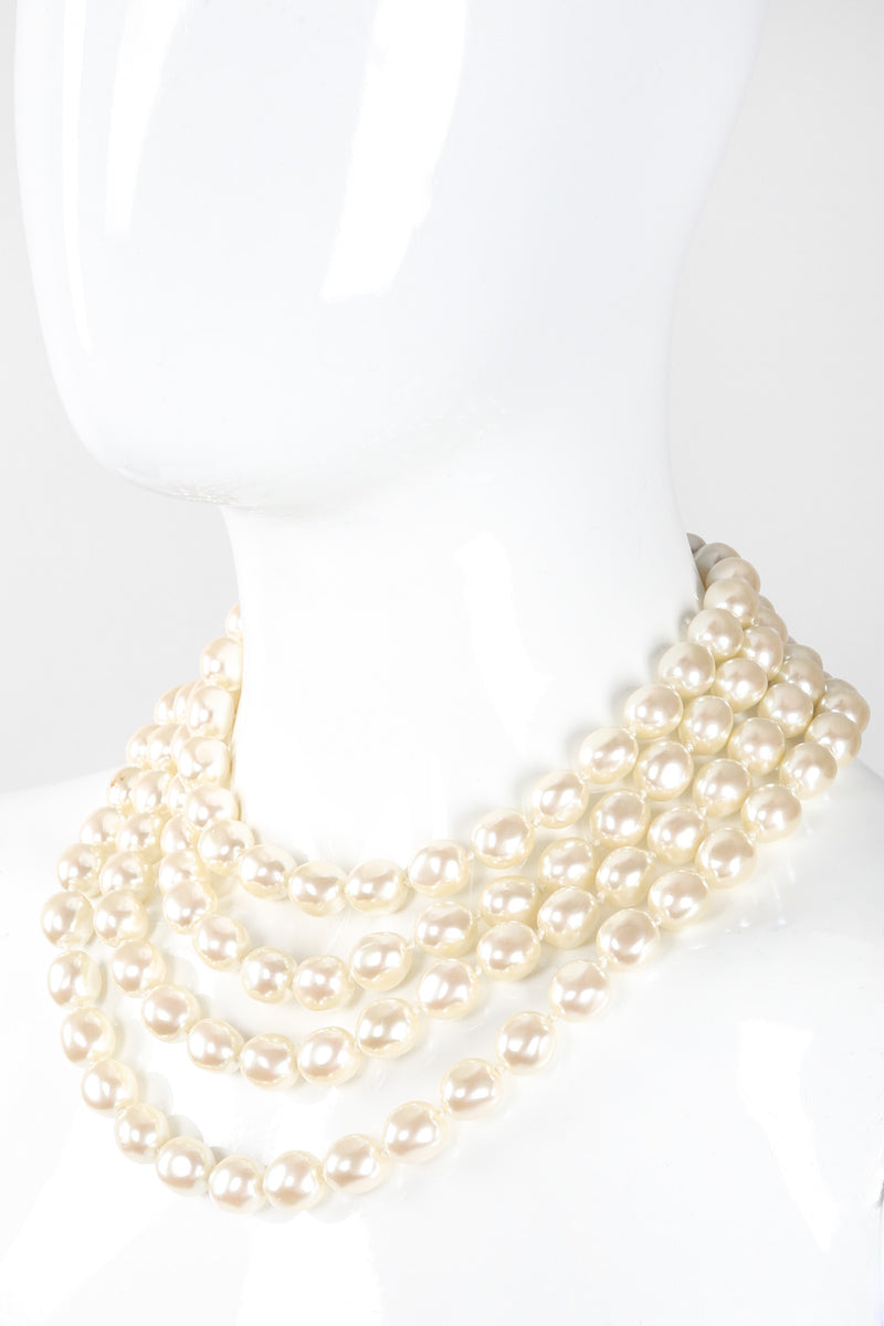 Recess Los Angeles Vintage Prince Kamy Yar Multi-Strand Tiered Pearl Collar Necklace