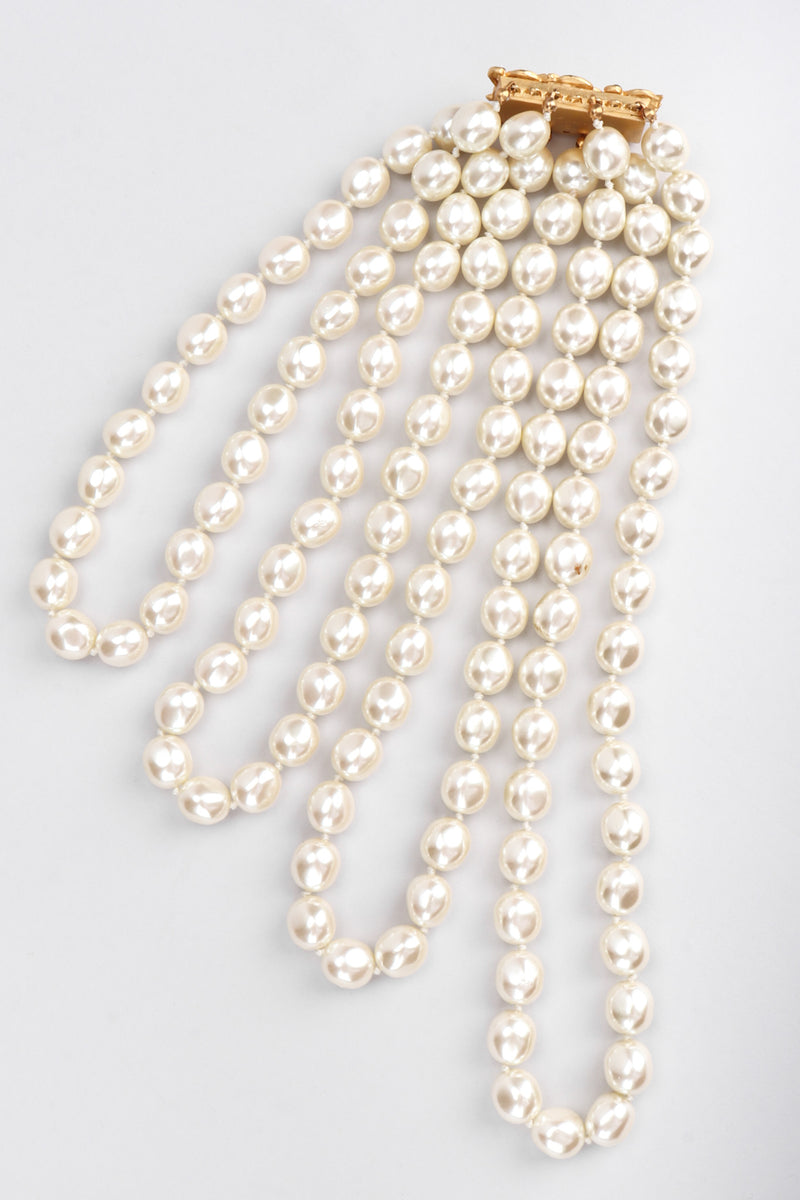 Recess Los Angeles Vintage Prince Kamy Yar Multi-Strand Tiered Pearl Collar Necklace