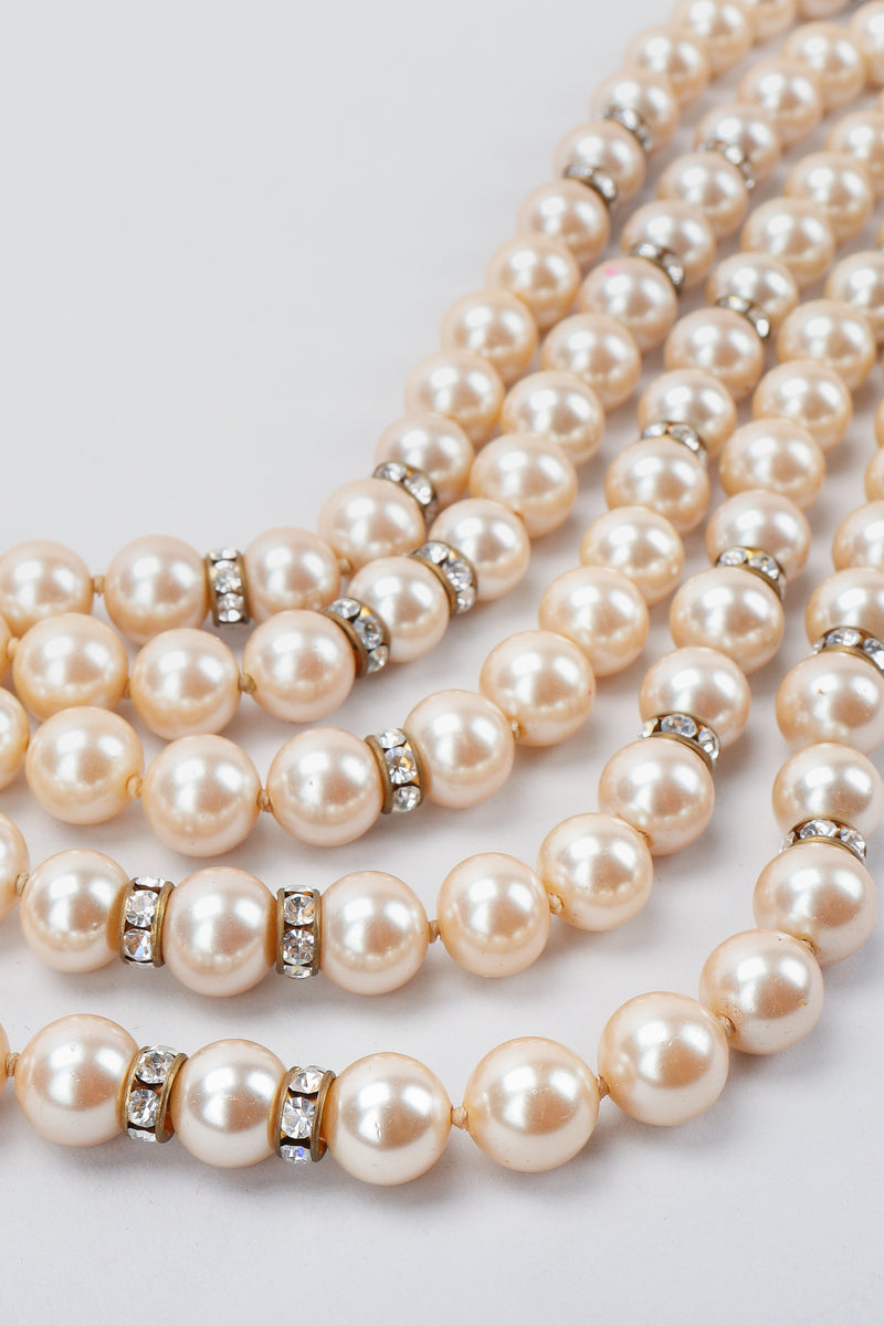 Recess Vintage Prince Kamy Yar 5-Strand Faux Pearl Necklace on Grey Background