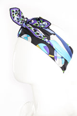 Vintage Emilio Pucci Geometric Kaleidoscope Print Silk Scarf on mannequin at Recess Los Angeles