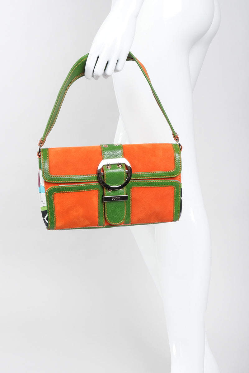 Recess Los Angeles Vintage Pucci Colorblock Print Suede Buckle Bag