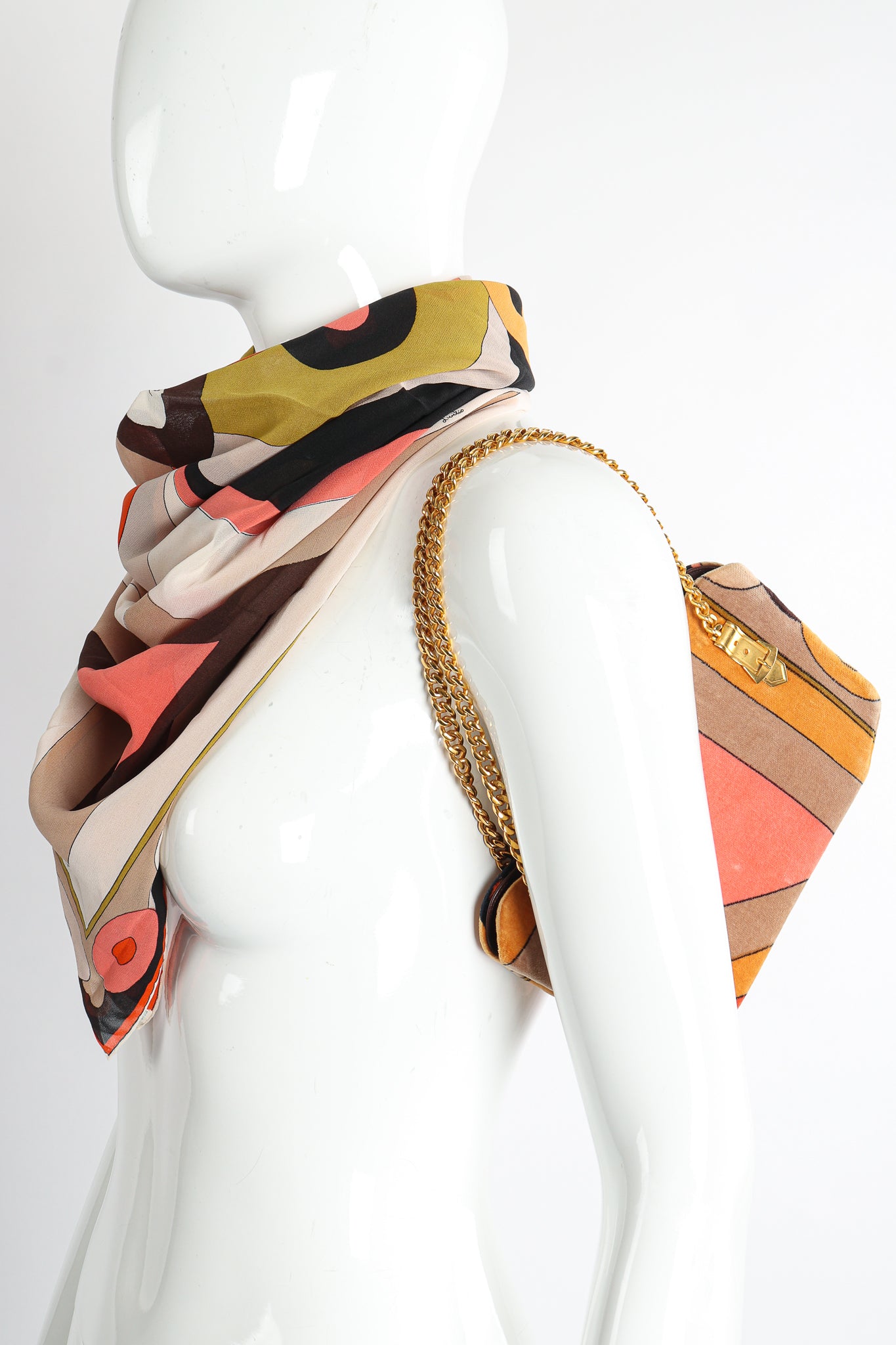 Vintage Pucci Mini Velvet Bag & Scarf Set styled on Mannequin At Recess Los Angeles