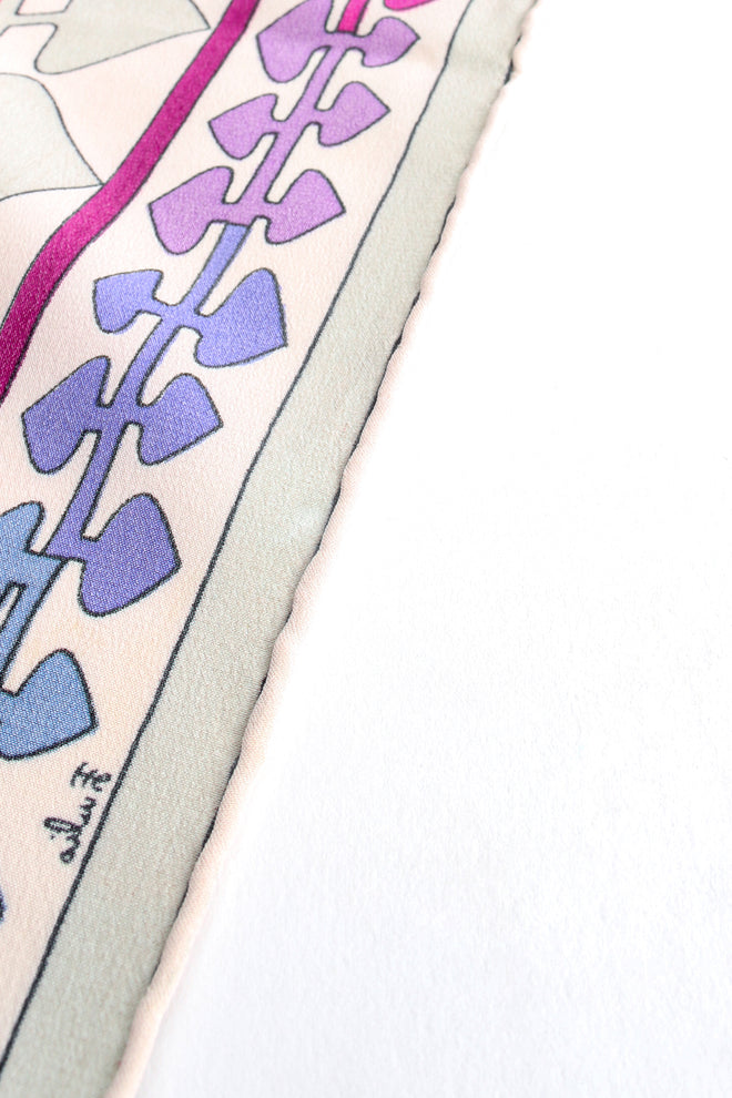 Vintage Pucci Psychedelic Floral Leaf Print Silk Scarf rolled hem at Recess Los Angeles