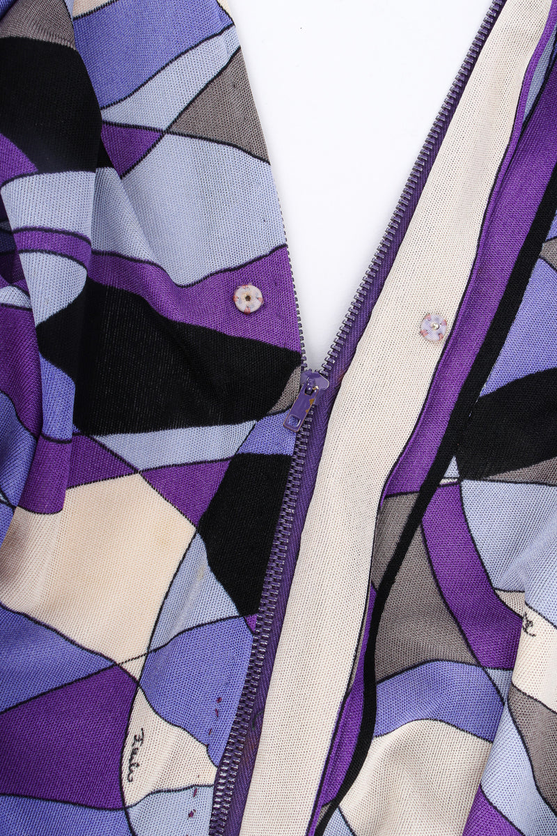 Vintage Emilio Pucci Abstract Geo Print Column Dress zipper/button placket @ Recess LA