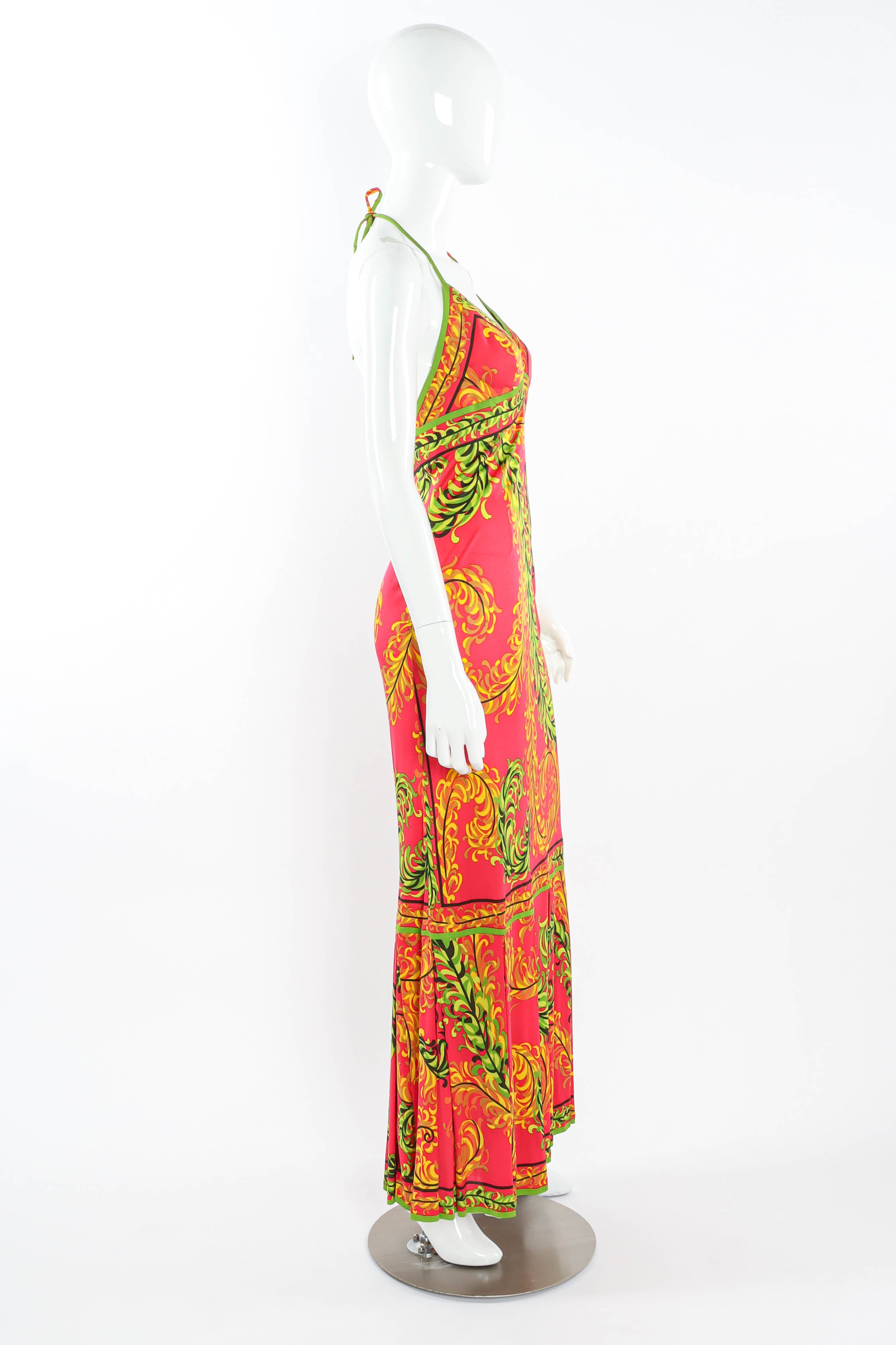 Vintage Emilio Pucci Tropical Halter Tie Dress mannequin side tied halter  @ Recess LA