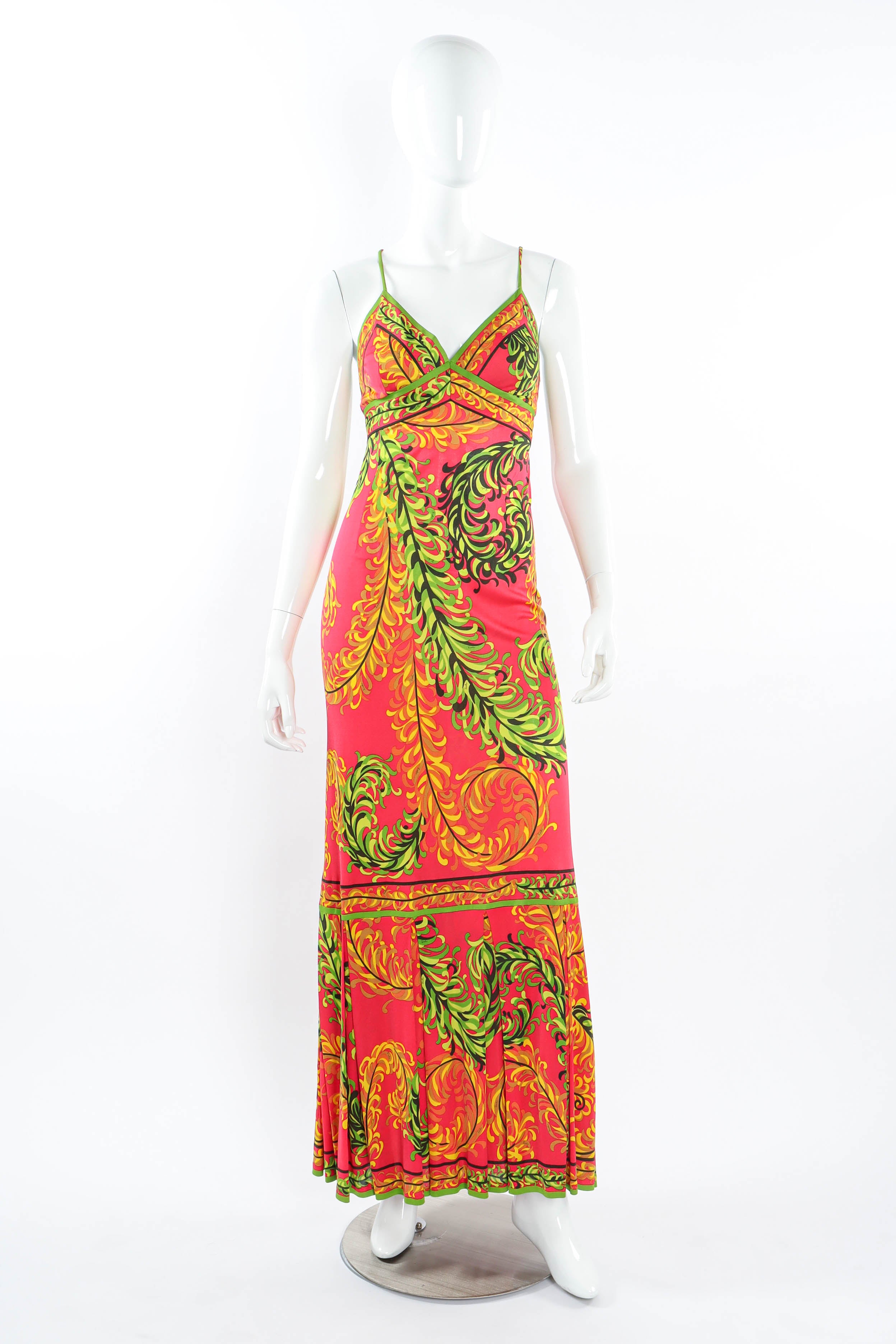 Vintage Emilio Pucci Tropical Halter Tie Dress mannequin front @ Recess LA
