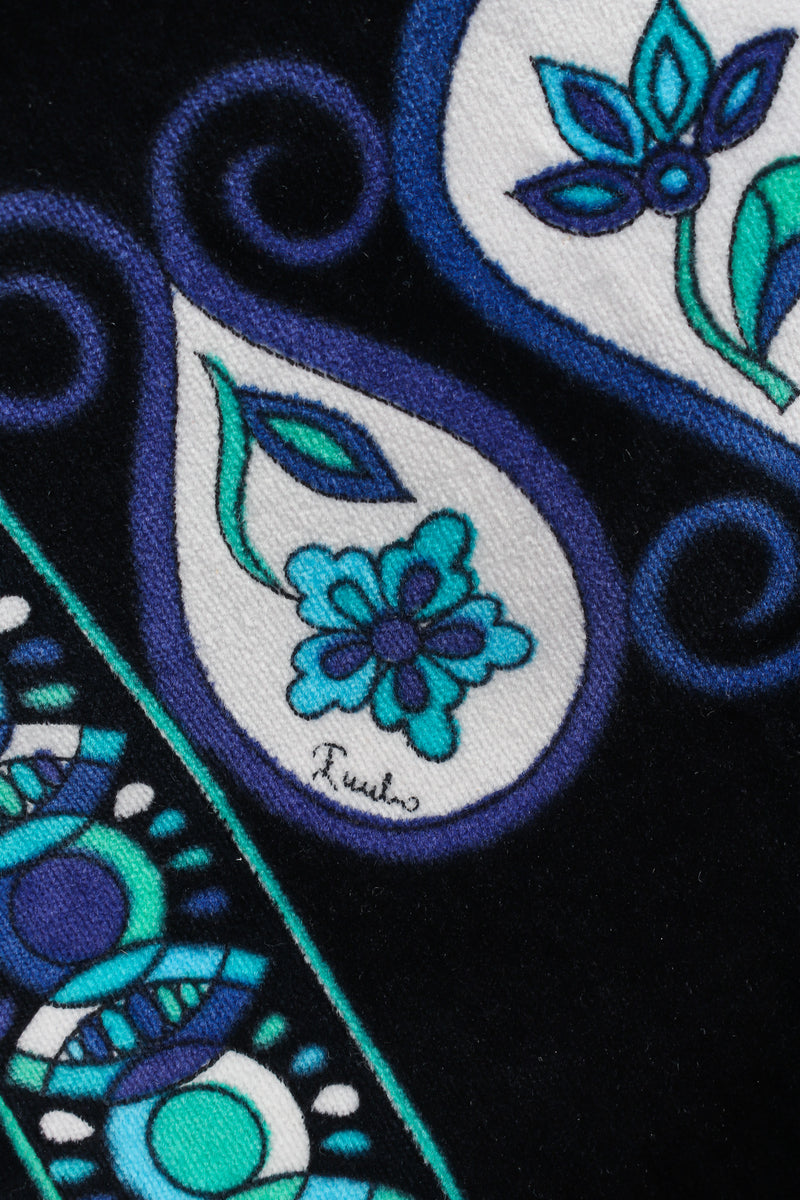 Vintage Pucci for Saks 1970s Geo Leaf Floral Velvet Dress signed floral print @ Recess LA