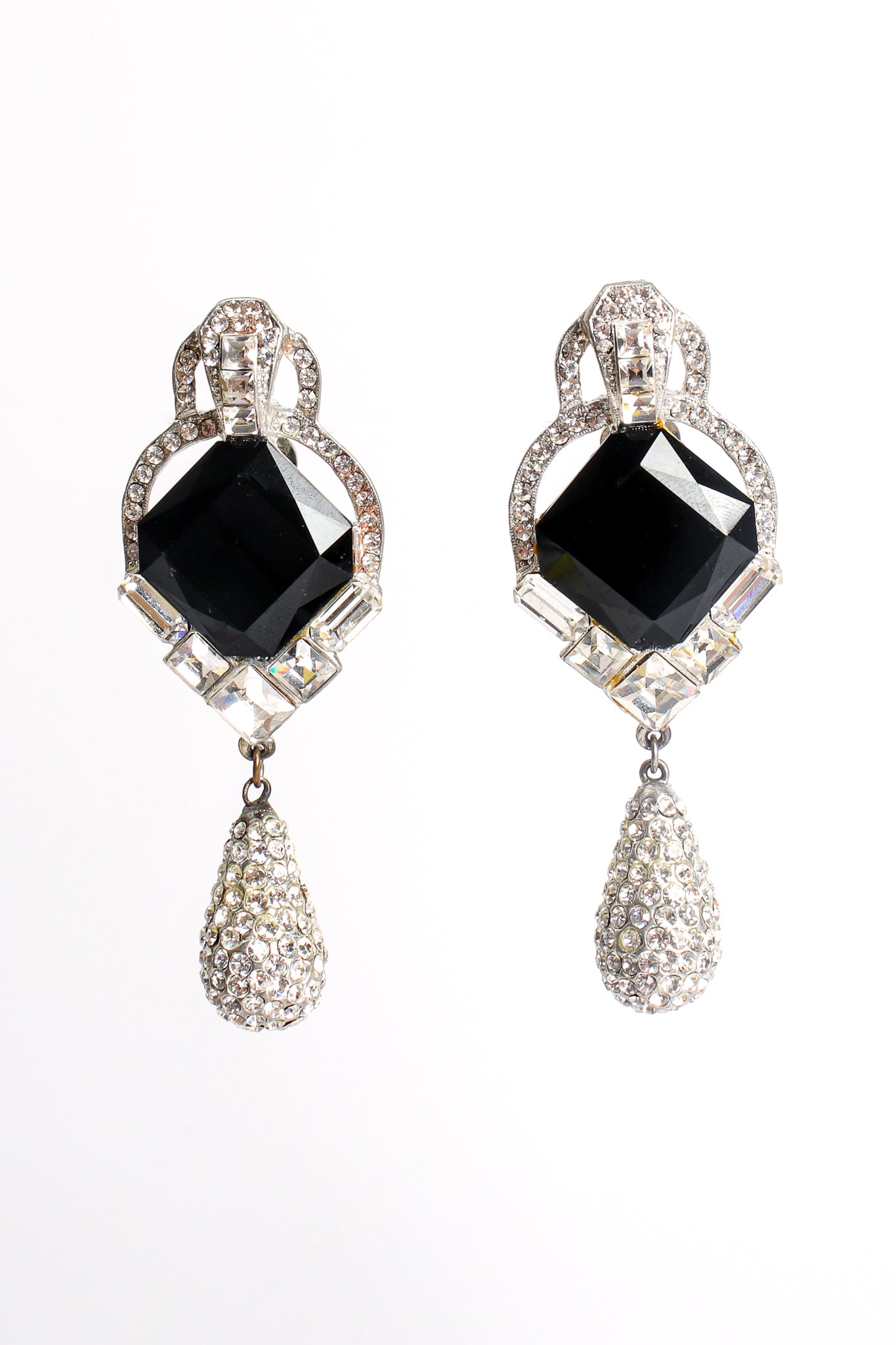 Vintage Beveled Crystal and Rhinestone Teardrop Earrings at Recess Los Angeles