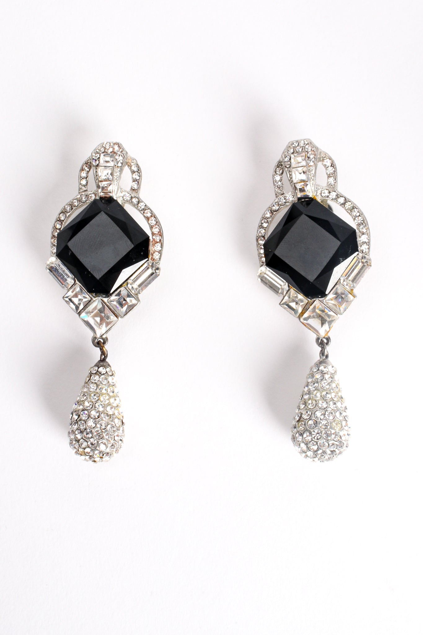 Vintage Beveled Crystal and Rhinestone Teardrop Earrings at Recess Los Angeles