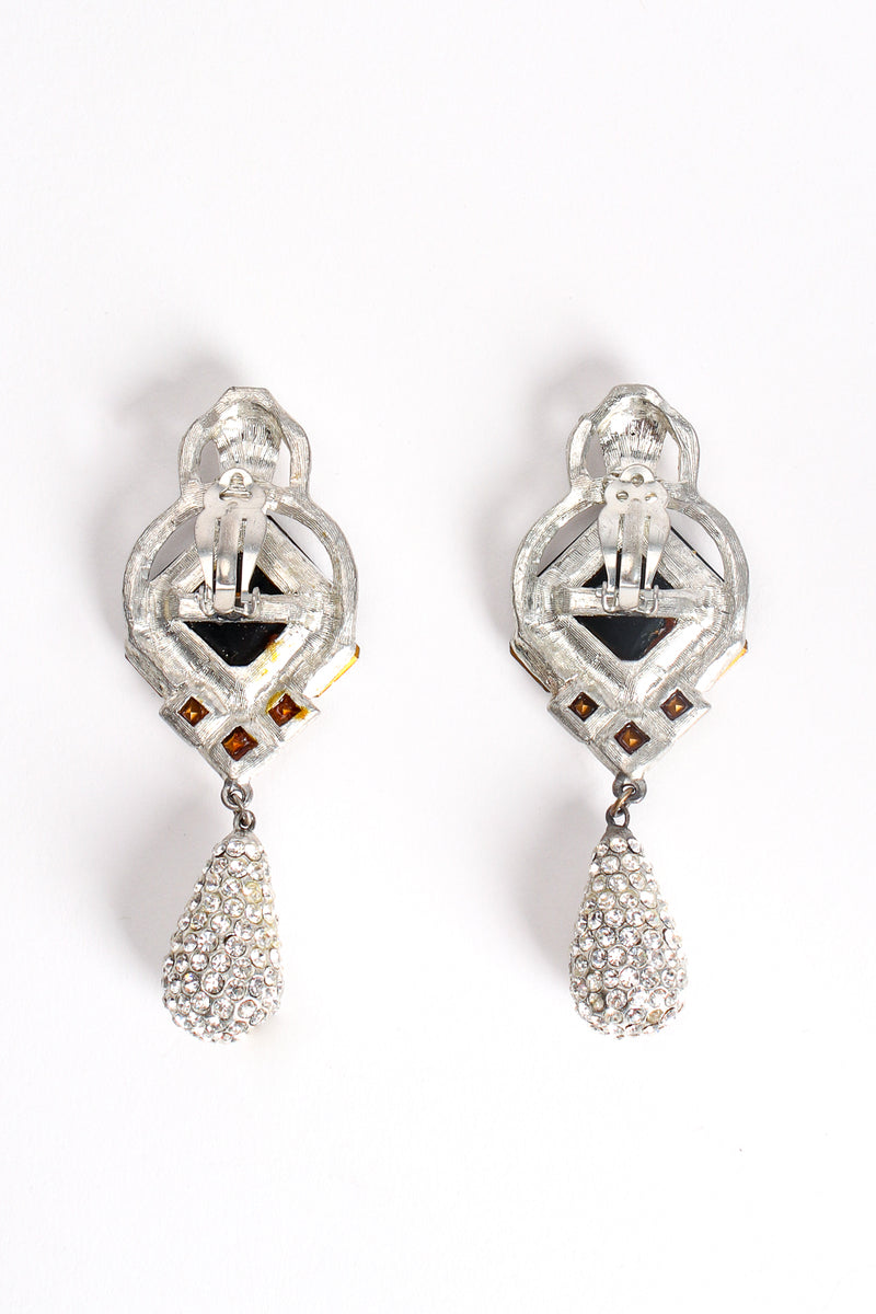 Vintage Beveled Crystal and Rhinestone Teardrop Earrings  Backside at Recess Los Angeles