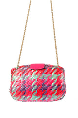 Rodo multicolor woven shoulder clutch back side product shot @recessla