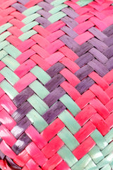 Rodo multicolor woven shoulder clutch product shot of bottom wicker details @recessla