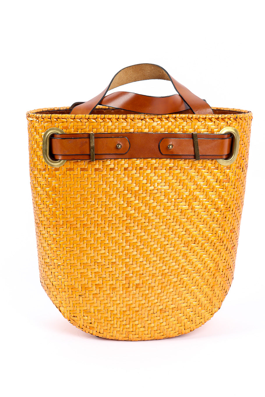 Vintage Rodo Wicker and leather tote bag product shot @recessla