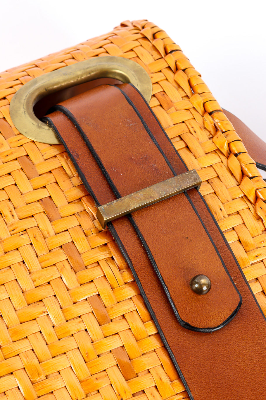 Vintage Rodo Wicker and leather tote bag leather details @recessla