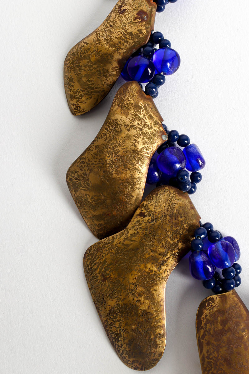 Vintage Rafael Sanchez Sculptural Organic Plate Bead Necklace bead/plate close @ Recess LA