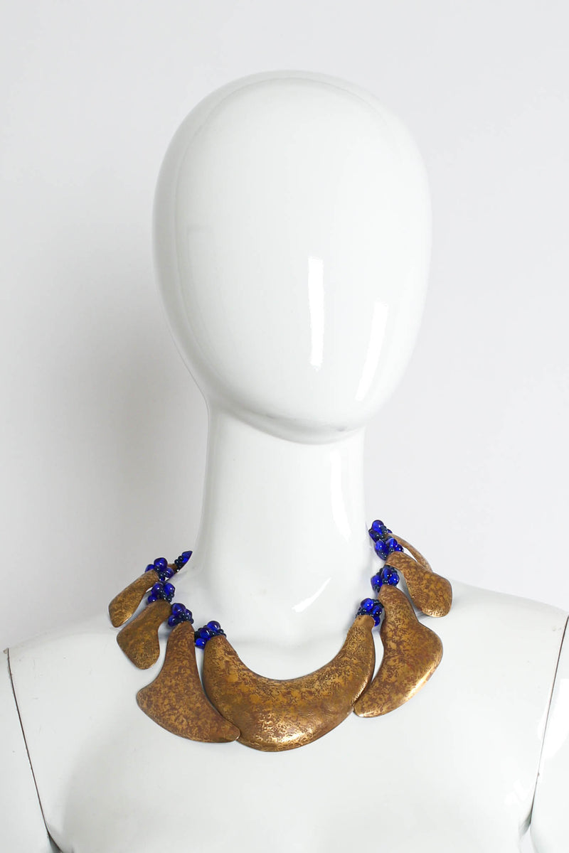Vintage Rafael Sanchez Sculptural Organic Plate Bead Necklace on mannequin @ Recess LA