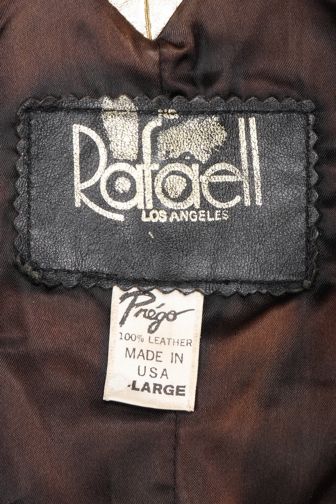 Recess Los Angeles Vintage Rafaell Metallic Flourish Gold Lamé Leather Jacket 90s