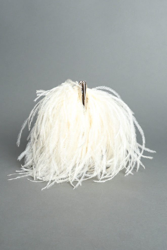 Creamy Ostrich Clutch Bag