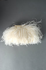 Vintage Ralph Lauren Creamy Ostrich Clutch flat lay feather detail @ Recess LA