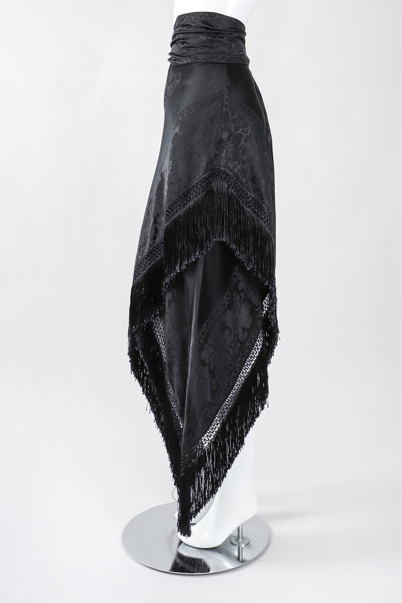 Recess Los Angeles Vintage Ralph Lauren Silk Piano Shawl Fringe Wrap Skirt