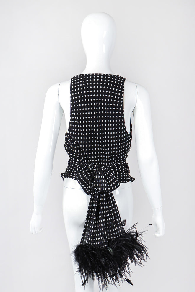 Recess Los Angeles Vintage Ralph Lauren Silk Chiffon Polka Dot Feather Tie Top