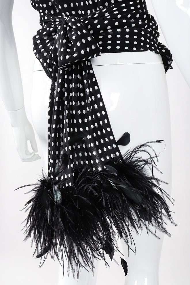 Recess Los Angeles Vintage Ralph Lauren Silk Chiffon Polka Dot Feather Tie Top