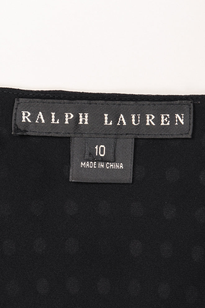 Recess Los Angeles Vintage Ralph Lauren Silk Chiffon Polka Dot Feather Tie Top