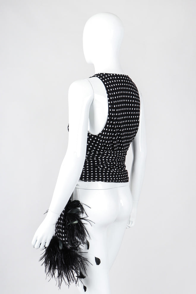 Recess Los Angeles Vintage Ralph Lauren Silk Chiffon Polka Dot Feather Tie Top