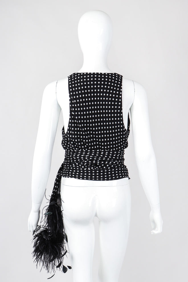 Recess Los Angeles Vintage Ralph Lauren Silk Chiffon Polka Dot Feather Tie Top