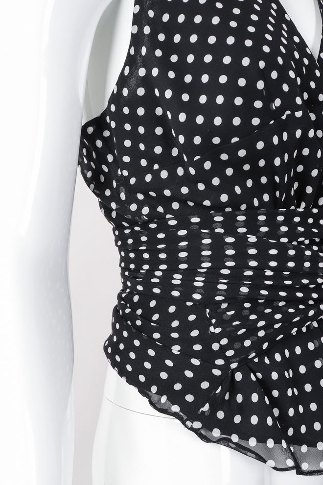 Recess Los Angeles Vintage Ralph Lauren Silk Chiffon Polka Dot Feather Tie Top