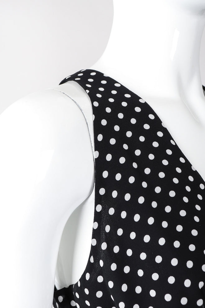 Recess Los Angeles Vintage Ralph Lauren Silk Chiffon Polka Dot Feather Tie Top