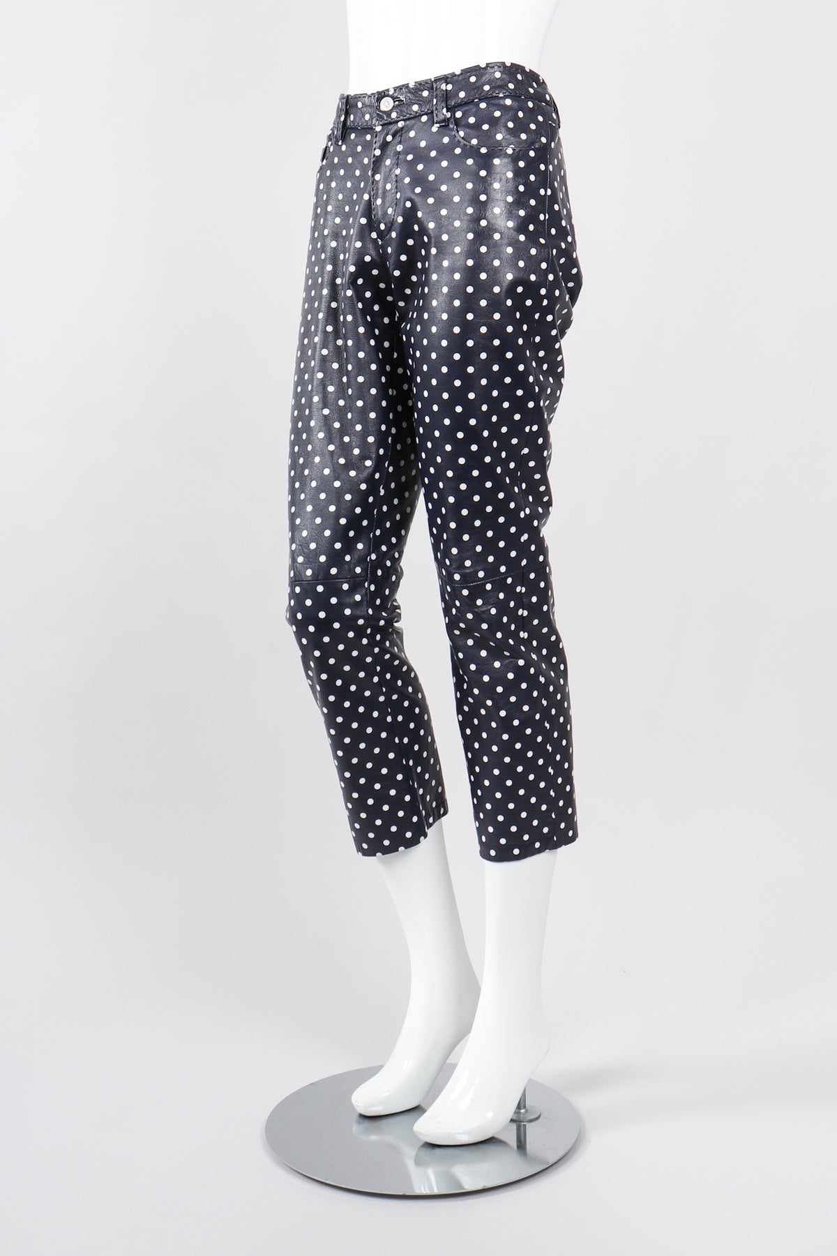 Vintage Ralph Lauren Purple Label Leather Polka Dot Capri Pant 