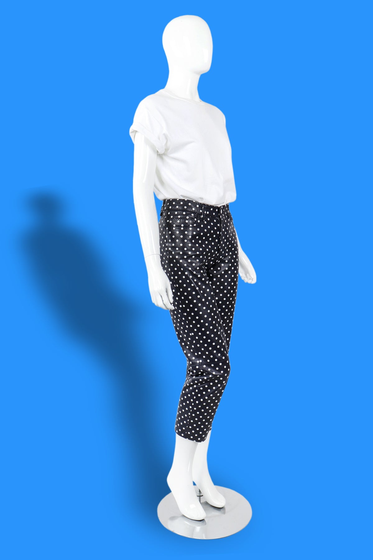 Vintage Ralph Lauren Purple Label Leather Polka Dot Capri Pant 