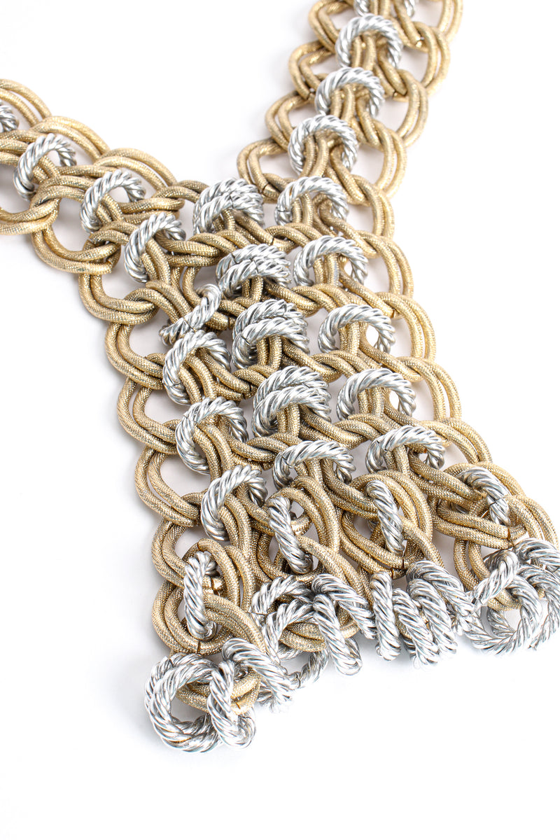Vintage Raoul Calabro Two Tone Chain Mail Necklace Set detail at Recess Los Angeles